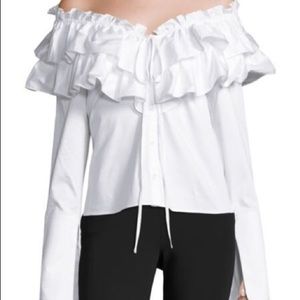 Opening ceremony offshoulder ruffle top